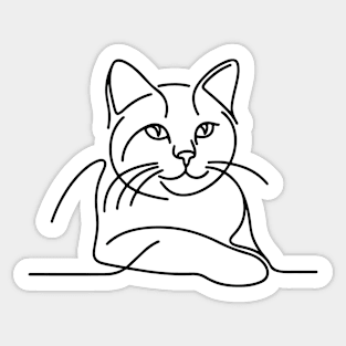 Cat line art black and white Sticker